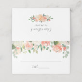 Coral Peach Cream Garden Floral Wedding Plaatskaartje (Buitenkant ongevouwen)