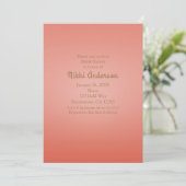 Coral Peach Dipped Chic Elegant Party Invitation Kaart (Staand voorkant)