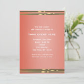 Coral Peach Dipped Chic Elegant Party Invitation Kaart (Staand voorkant)