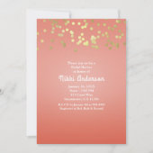 Coral Peach Dipped Chic Gold Stippen Party Invitat Kaart (Voorkant)