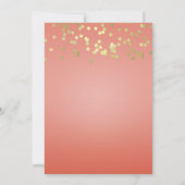 Coral Peach Dipped Chic Gold Stippen Party Invitat Kaart (Achterkant)