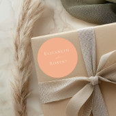 Coral Peach Eenvoudige Minimalistische Paar Namen  Ronde Sticker