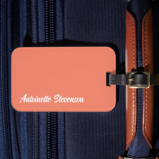 Coral Peach Elegant Signature Monogram Bagagelabel (Voorkant Insitu 4)