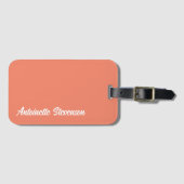 Coral Peach Elegant Signature Monogram Bagagelabel (Voorkant (horizontaal))