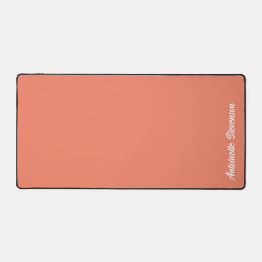 Coral Peach Elegant Signature Monogram Bureaumat (Voorkant)