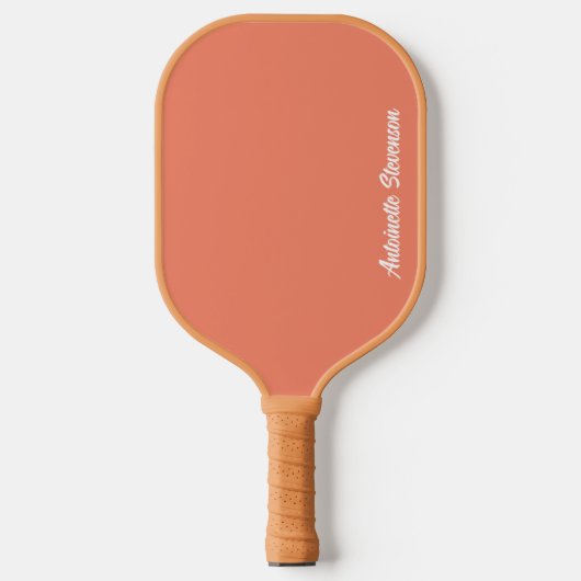 Coral Peach Elegant Signature Monogram Pickleball Paddle (Voorkant)