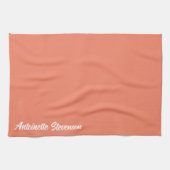 Coral Peach Elegant Signature Monogram Theedoek (Horizontaal)