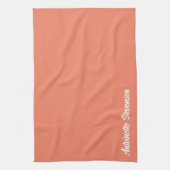 Coral Peach Elegant Signature Monogram Theedoek (Verticaal)