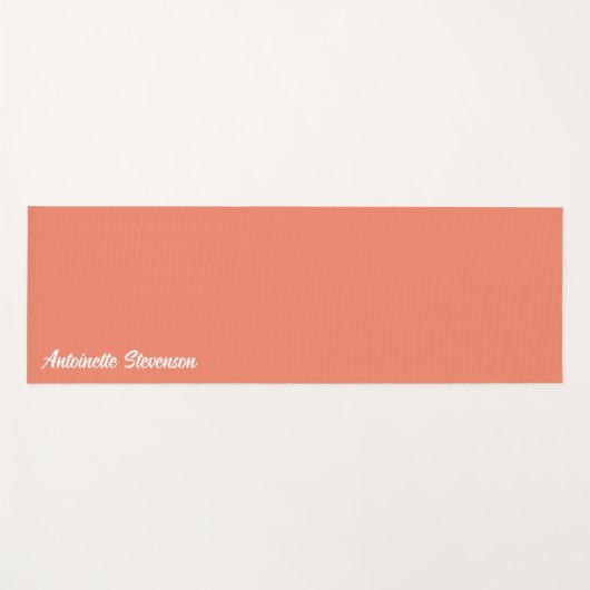 Coral Peach Elegant Signature Monogram Yogamat (Voorkant (horizontaal))