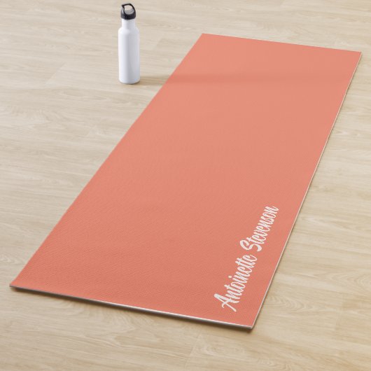 Coral Peach Elegant Signature Monogram Yogamat (In situ)