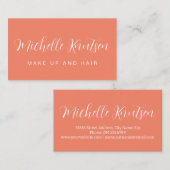 Coral Peach Girly Make-up Artiest Haarsalon Visitekaartje (Voorkant / Achterkant)