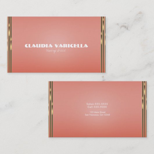 Coral Peach & Gold Dipped Chic Glamor Glam Visitekaartje (Voorkant / Achterkant)