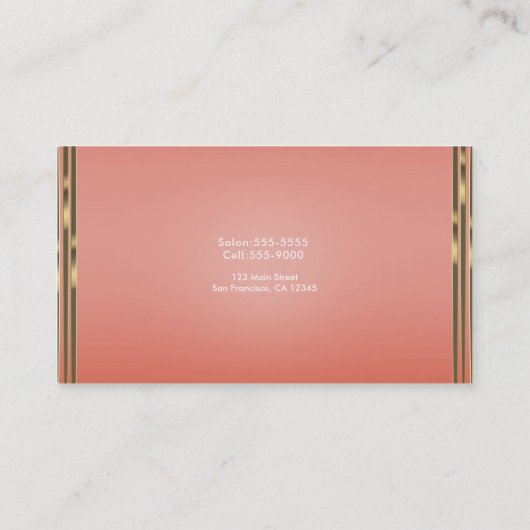 Coral Peach & Gold Dipped Chic Glamor Glam Visitekaartje (Achterkant)