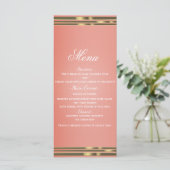 Coral Peach & Gold Dipped Chic Uitnodigingsmenu Menu (Staand voorkant)