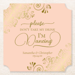 Coral Peach & Gold: Neem mijn Drink niet mee Kartonnen Onderzetters