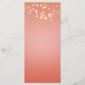 Coral Peach & Gold Stippen Chic Invitation Menu Ka (Achterkant)