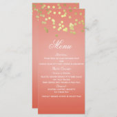 Coral Peach & Gold Stippen Chic Invitation Menu Ka (Voorkant / Achterkant)