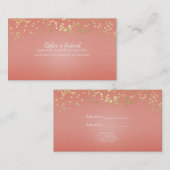 Coral Peach & Gold Stippen Chic Verwijs een Vriend Aanbevelingskaartje (Voorkant / Achterkant)