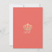 Coral Peach Golden Crown Royal Glitter 16e bruids Kaart (Achterkant)