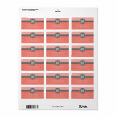 Coral Peach Gray Chevrons Custom Triple Monogram Etiket (Full Sheet)