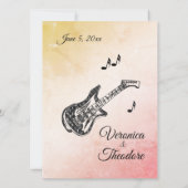 Coral Peach Guitar Theme Weddenschap Kaart (Achterkant)