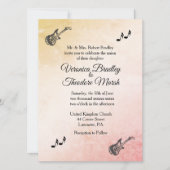 Coral Peach Guitar Theme Weddenschap Kaart (Voorkant)