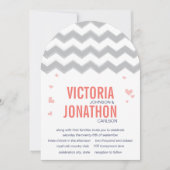 Coral Peach marine Gray Zig Zag Typografie Weddens Kaart (Voorkant)
