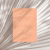 Coral Peach Modern Minimalistische Wedding Details Kaart
