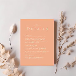 Coral Peach Modern Minimalistische Wedding Details Kaart