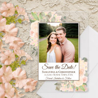 Coral Peach Rozen Wedding Save the Date Foto