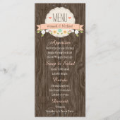 Coral Peach Rustic Floral Wedding Menu Kaart (Voorkant)