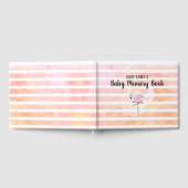Coral Peach Striped Flamingo Baby Memory Book Gastenboek (Volledig)