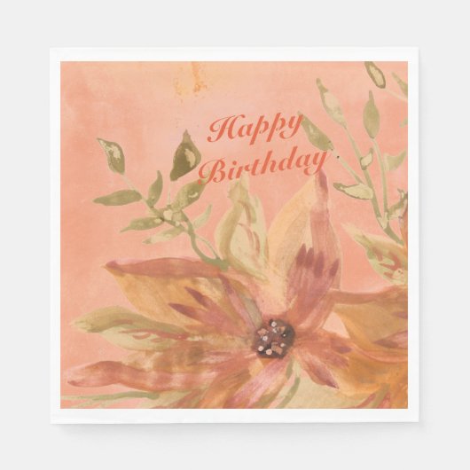 Coral Peach Waterverf Servet (Voorkant)