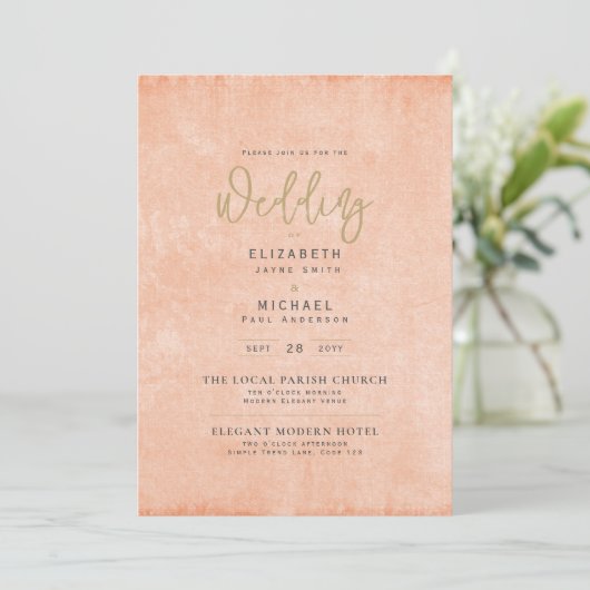 Coral Peach Weddenschap Instant Digital Download Kaart (Staand voorkant)