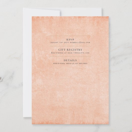 Coral Peach Weddenschap Instant Digital Download Kaart (Achterkant)