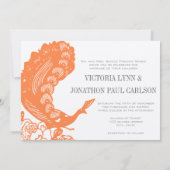 Coral Peacock Roaring 20s Wedding Invitations Kaart (Achterkant)