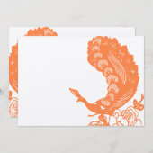 Coral Peacock Roaring 20s Wedding Invitations Kaart (Voorkant / Achterkant)