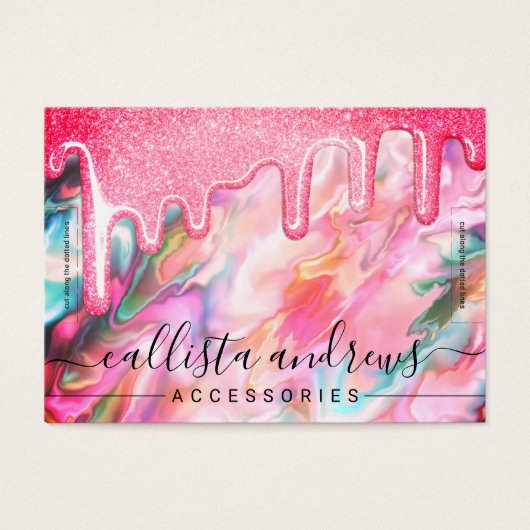 Coral Pearl Opal Glitter Drip Bracelet Display Visitekaartje (Voorkant)