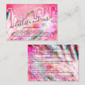 Coral Pearl Opal Glitter Druppels Wimpers Nazorg Visitekaartje (Voorkant / Achterkant)