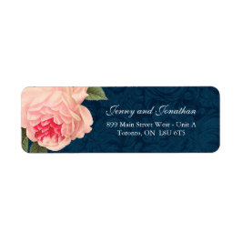 Coral Peonie met Navy Tekst Retouradres Labels