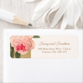 Coral Peonie op Gold Glitter Retouradres Labels (Insitu)