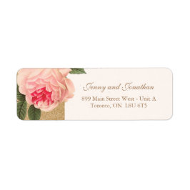Coral Peonie op Gold Glitter Retouradres Labels