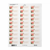 Coral Peonie op Gold Glitter Retouradres Labels (Full Sheet)