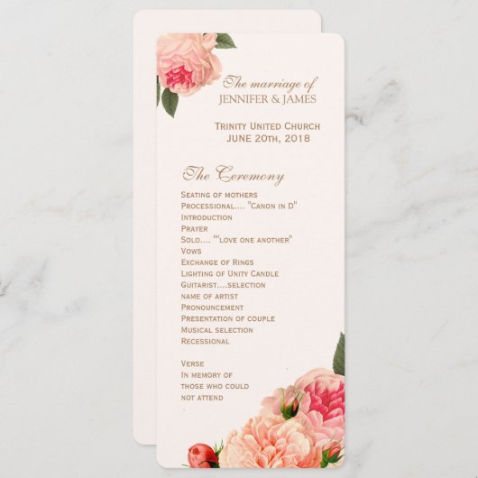  Coral Peonie Programma's (Voorkant / Achterkant)