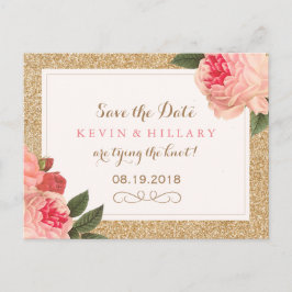 Coral Peonies Save the Date Briefkaart