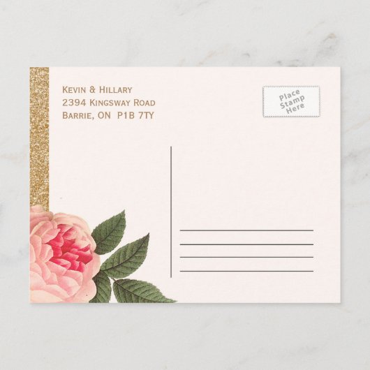 Coral Peonies Save the Date Briefkaart (Achterkant)