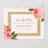 Coral Peonies Save the Date Briefkaart (Voorkant)