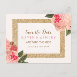 Coral Peonies Save the Date Briefkaart