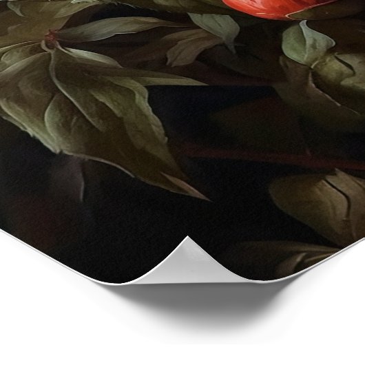 Coral Peony Flowers Art Print Poster (Hoek)