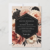 Coral Peony Opulent Wedding Kaart (Voorkant)